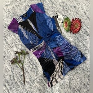 XOXO Vintage Vibrant Blue and Purple Ruched Top